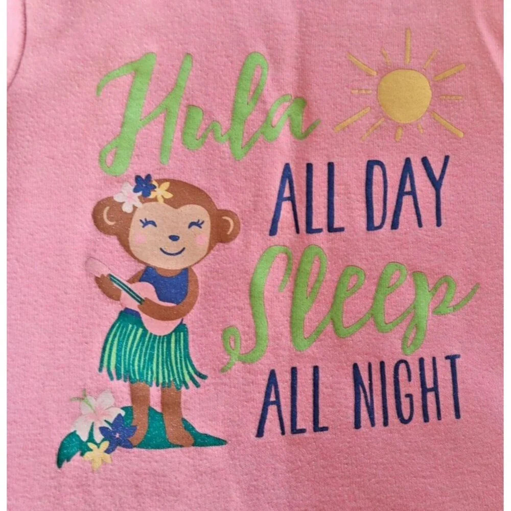 Pajamas 2T Carters Short Sleeve Shorts Pink Hula Monkey Polka Dots